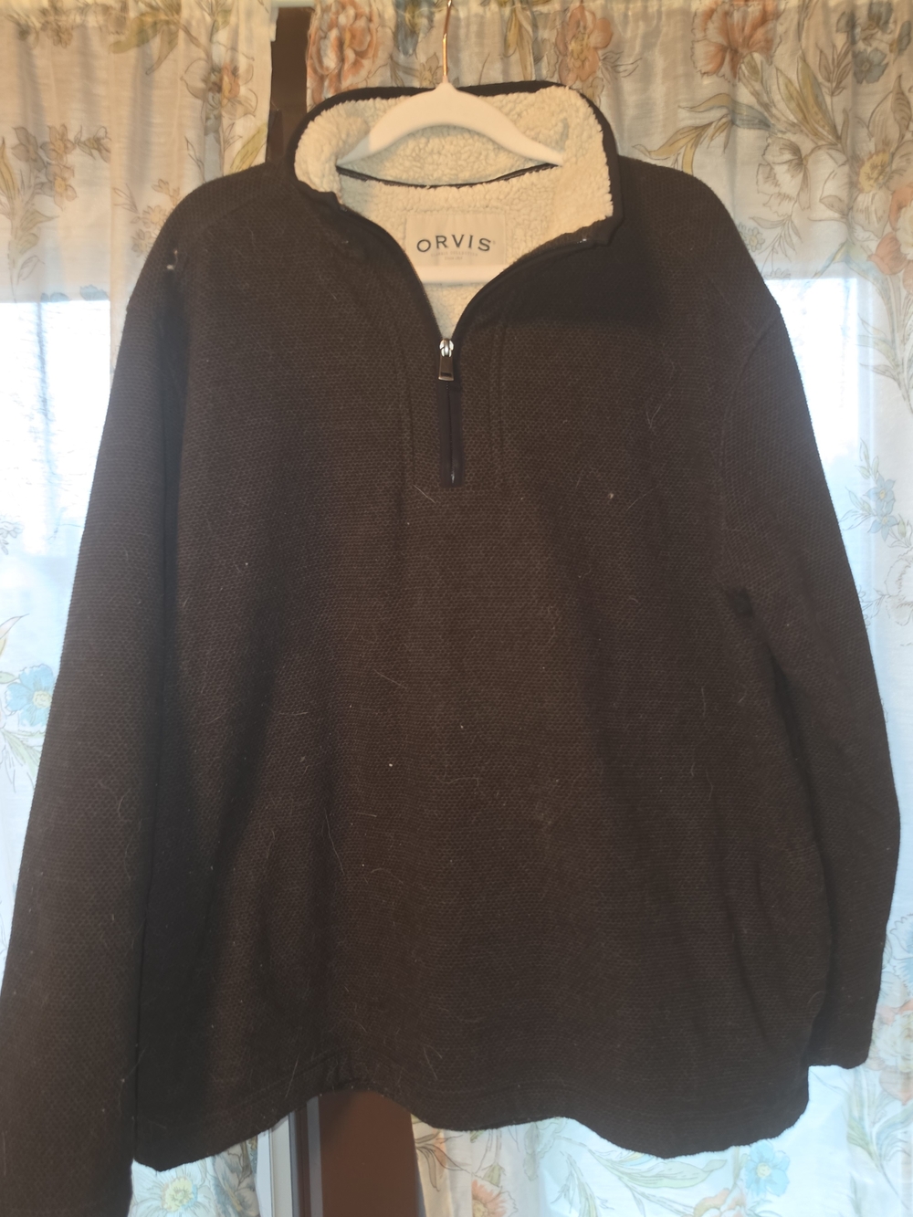 Orvis Men’s Brown Half-Zip Sherpa Collar Sweater